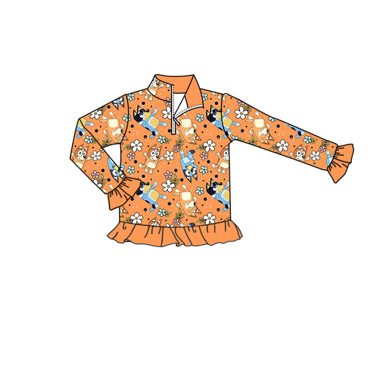 baby girl blue cartoon dog floral  pullover preorder