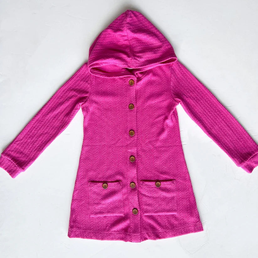 toddle baby girls hot pink long sleeve hoodie cardigan coat preorder