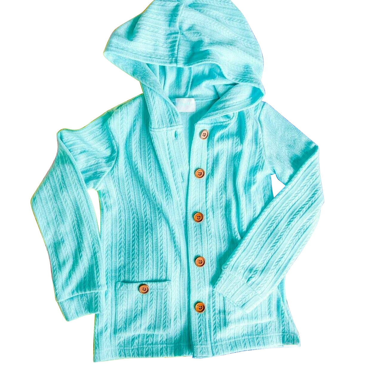 toddle baby girls sky blue long sleeve hoodie cardigan coat preorder