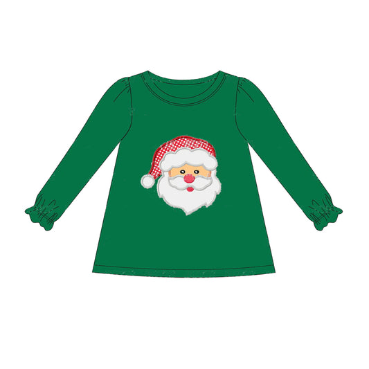 baby girl christmas santa claus green long sleeve holiday shirt preorder