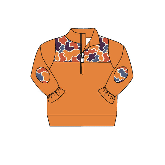 baby girl long sleeve blue orange camo pullover preorder