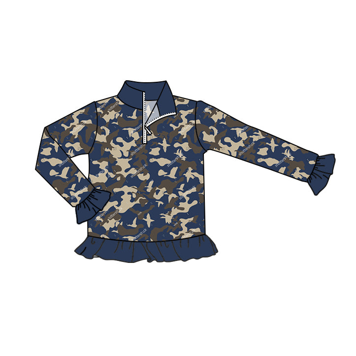 toddle baby girl long sleeve dark blue mallard duck camo long sleeve pullover preorder