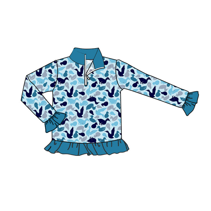 toddle baby girl long sleeve blue mallard duck camo long sleeve pullover preorder
