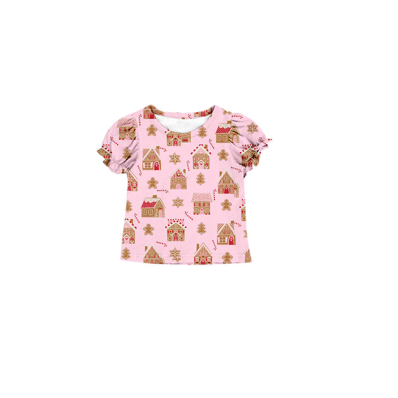 wholesale kids girls christmas house short sleeve top preorder