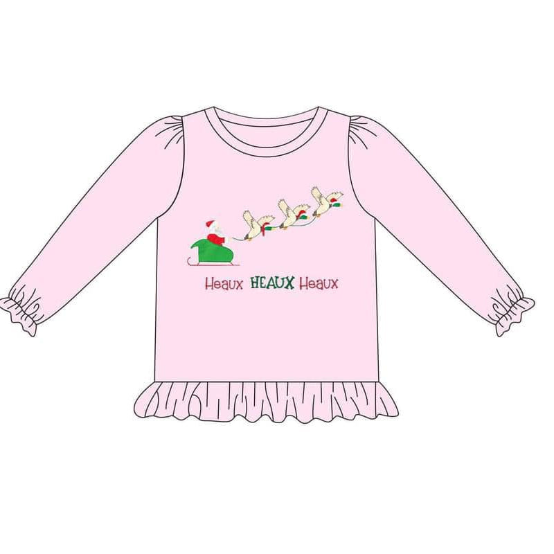 Toddle Girl Christmas Santa Claus Mallard Duck Long Sleeve Top Preorder