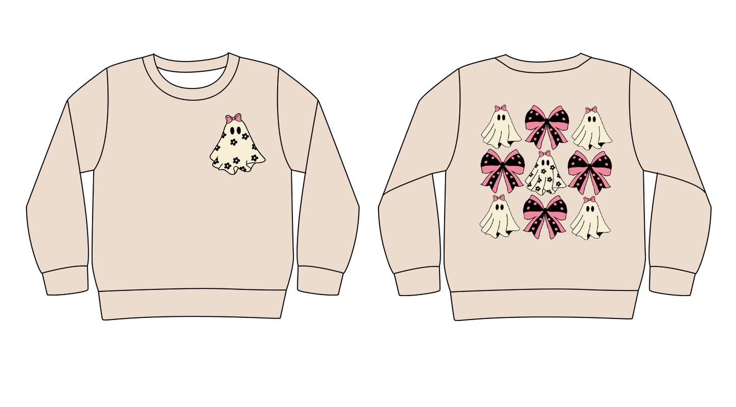 baby  girls Halloween ghost bow design long sleeve top preorder