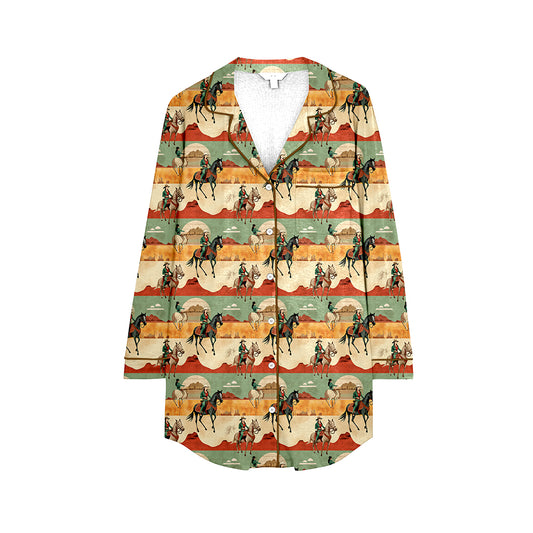Adult women western cowgirl button t-shirt dress night gown preorder