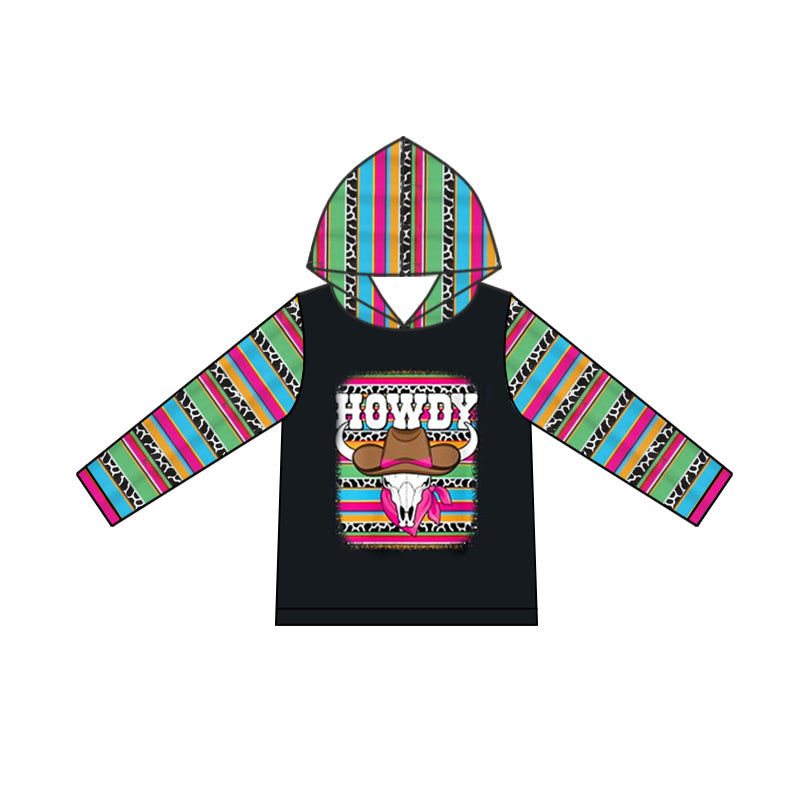 Cowgirl Western Howdy Long Sleeve Hoodie Top Preorder