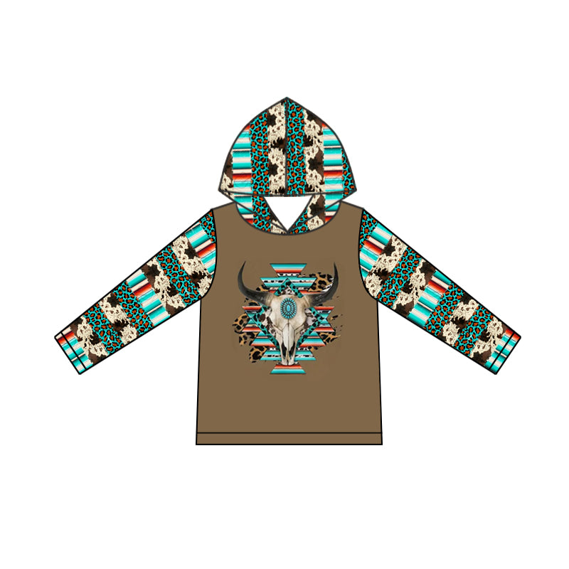 Western Aztec Long Sleeve Hoodie Top Preorder