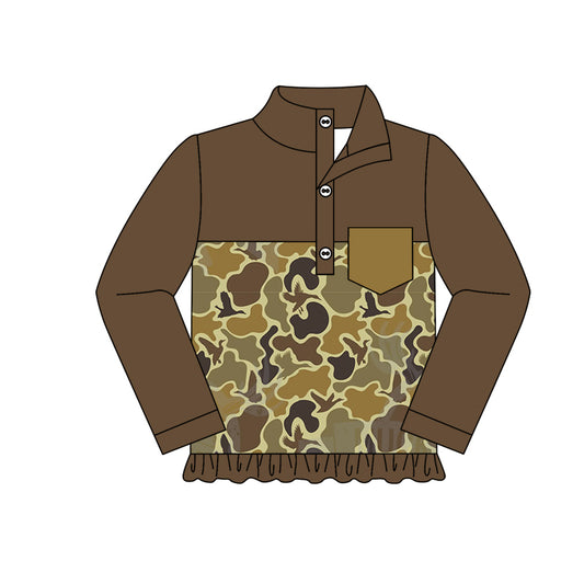 Baby girls mallard duck brown camo long sleeve top preorder