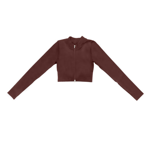 Baby Girls Brown Active Wear Long Sleeve Zip Top Preorder