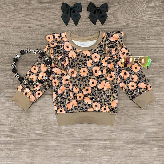 Flower girls cheetah long sleeve t-shirt top preorder
