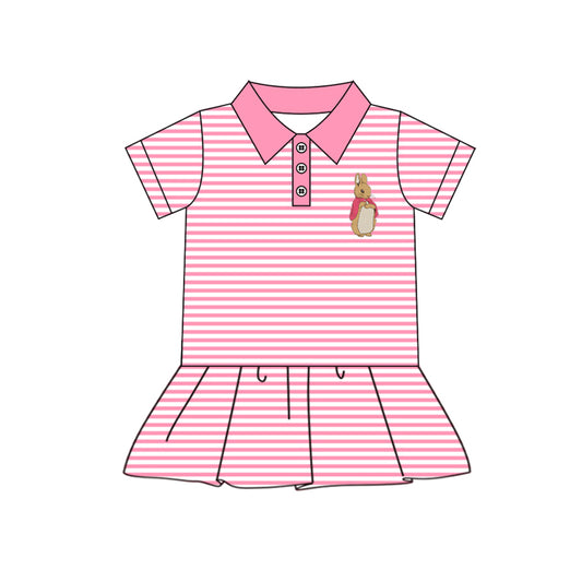 Easter bunny pink stripes girl t-shirt top preorder