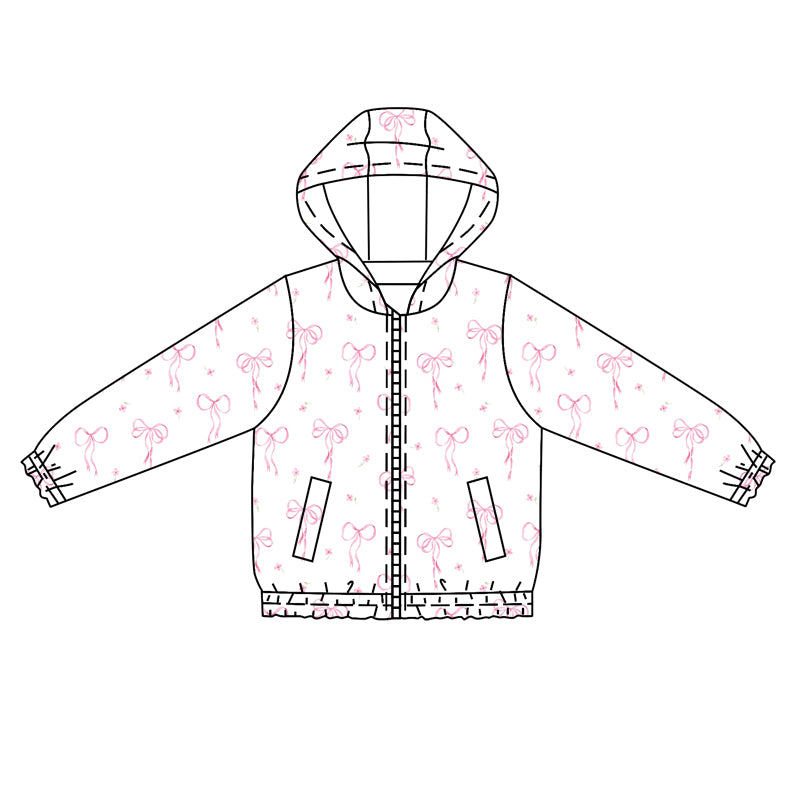 Pink bow baby girl long sleeve hoodie top preorder