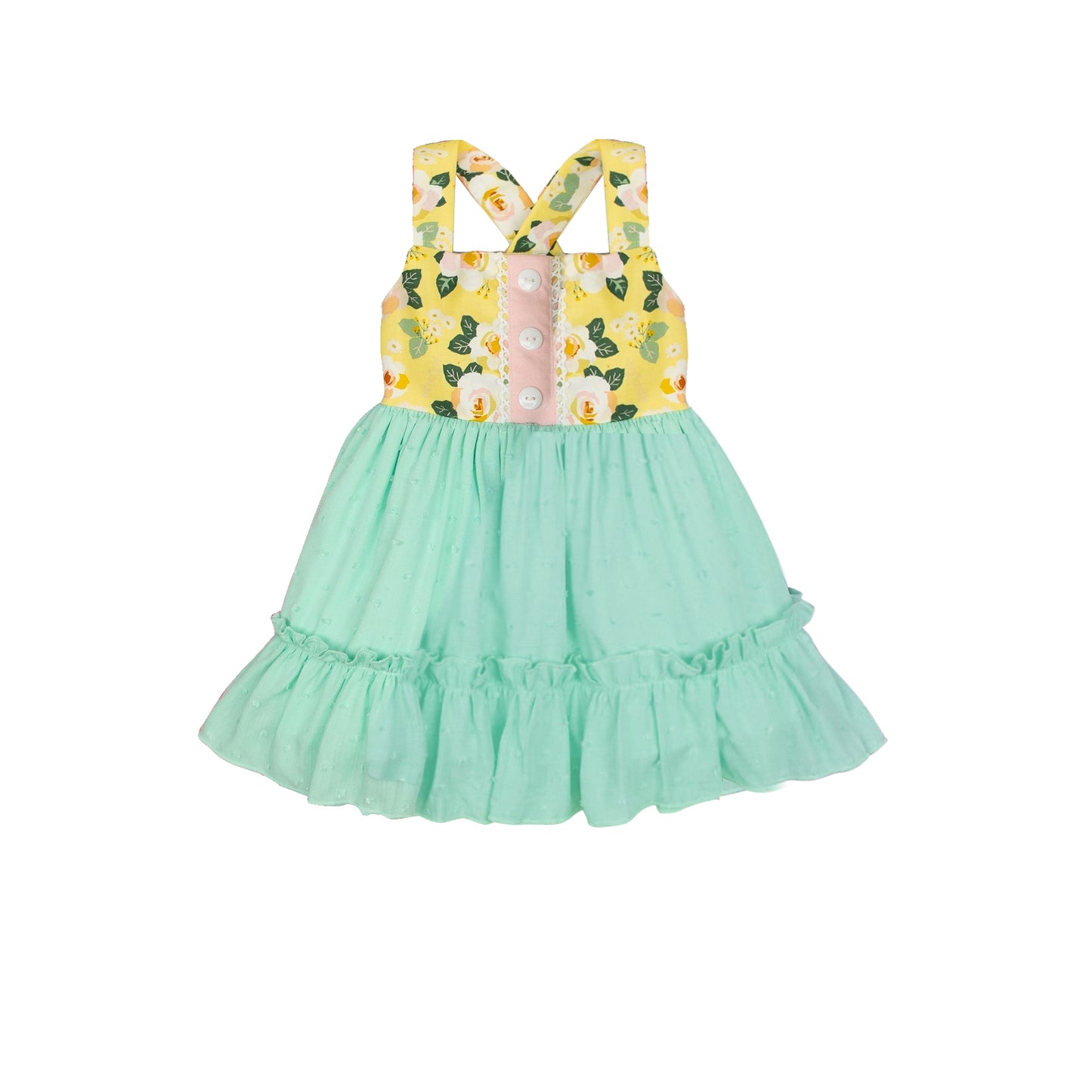 Baby girl flower print turquoise tulle dress preorder
