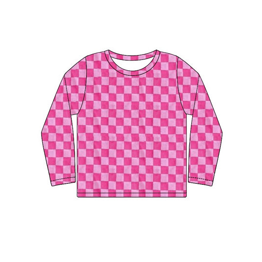 Hot pink checkered long sleeve t-shirt top preorder
