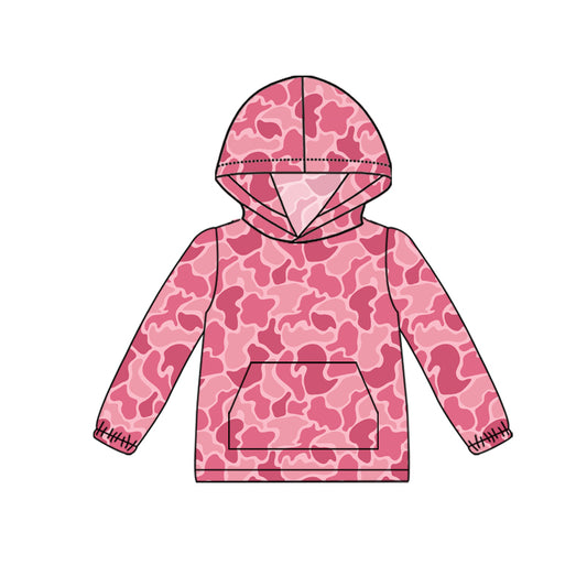 Girls pink camo long sleeve hoodie top preorder