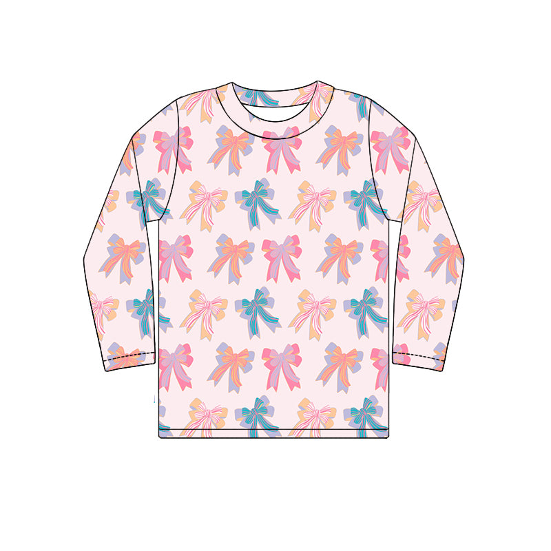 Colorful bow baby girls long sleeve tshirt preorder