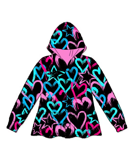 Baby girls Valentines day heart print Long Sleeve Hoodie Preorder