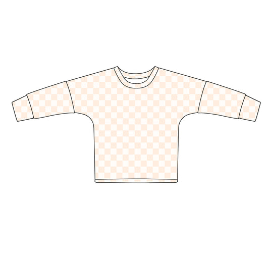 Adult  womem khaki checkered long sleeve  top preorder