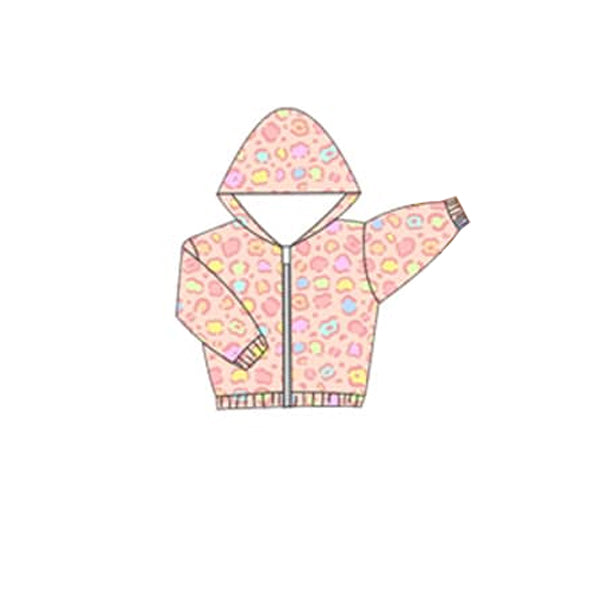 Baby girls colorful cheetah Long Sleeve Hoodie Pullover Preorder