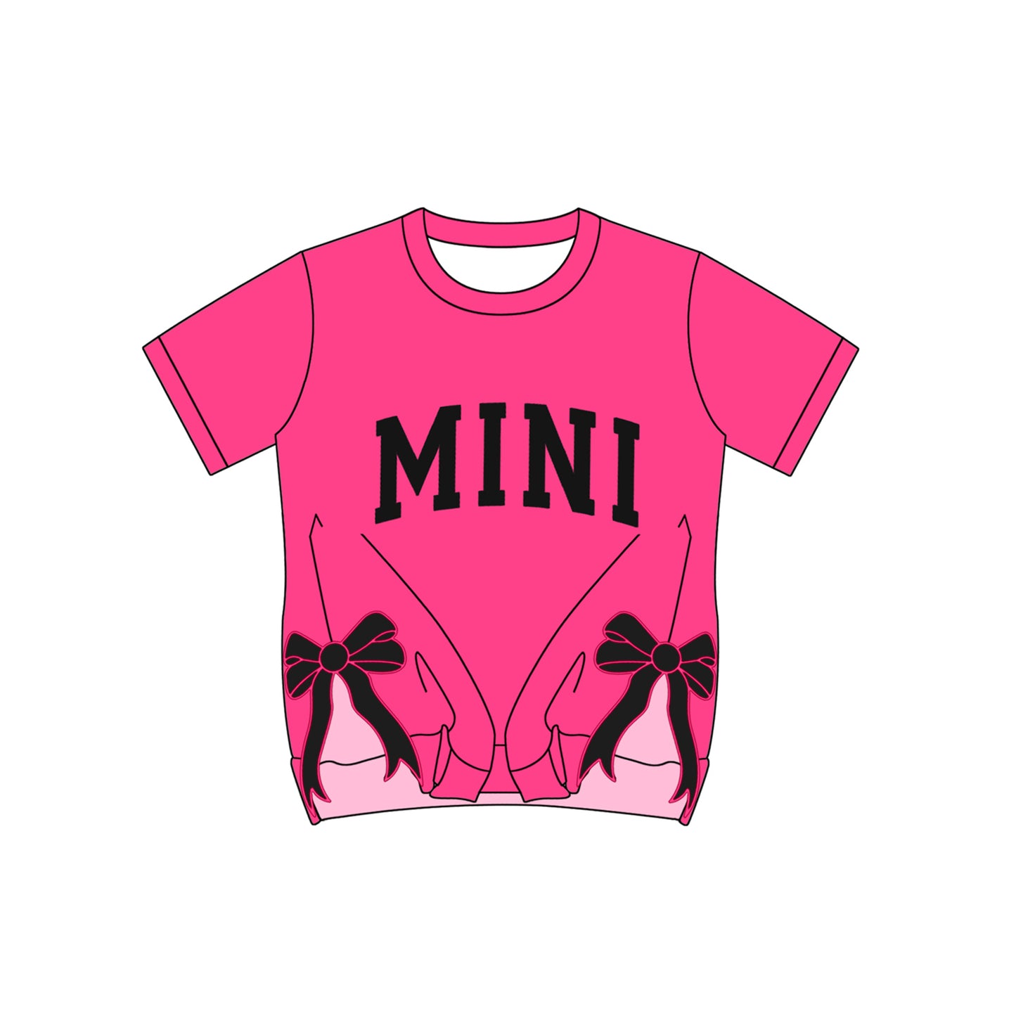 Cow print mini letter girls short sleeve hot pink t-shirt top preorder