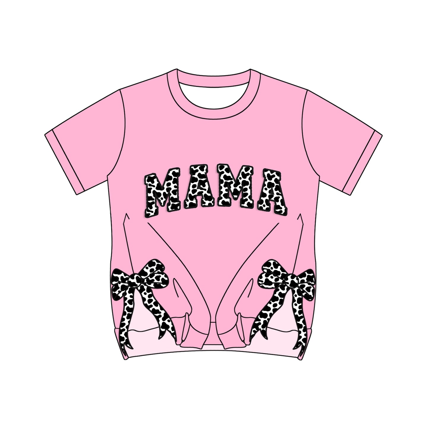 Cow print Mama letter Adult short sleeve pink t-shirt top preorder