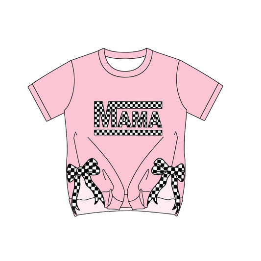 Adult women Mamas letter black checkered long sleeve  top preorder
