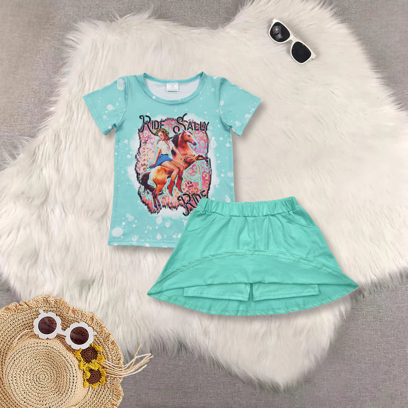 Country girl shirt matching skirt summer clothes GT0170+GLK0069