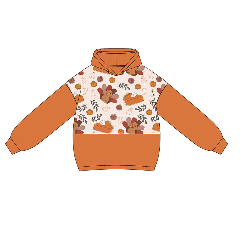 Baby Girl Long Sleeve Thanksgiving Turkey Hoodie Pullover Preorder