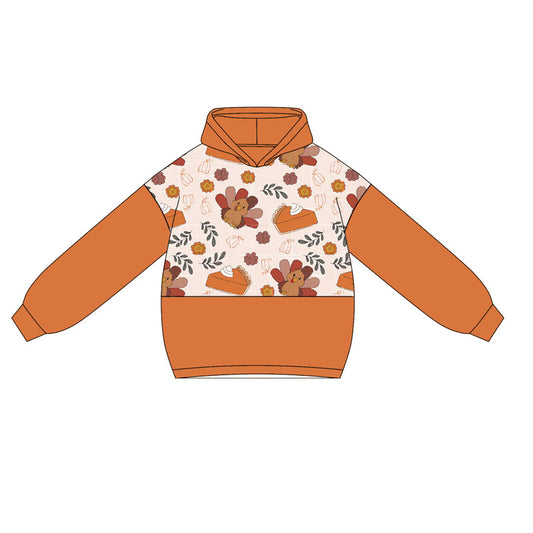 Baby Girl Long Sleeve Thanksgiving Turkey Hoodie Pullover Preorder
