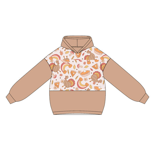 Baby Girl Long Sleeve Thanksgiving Turkey Hoodie Top Preorder