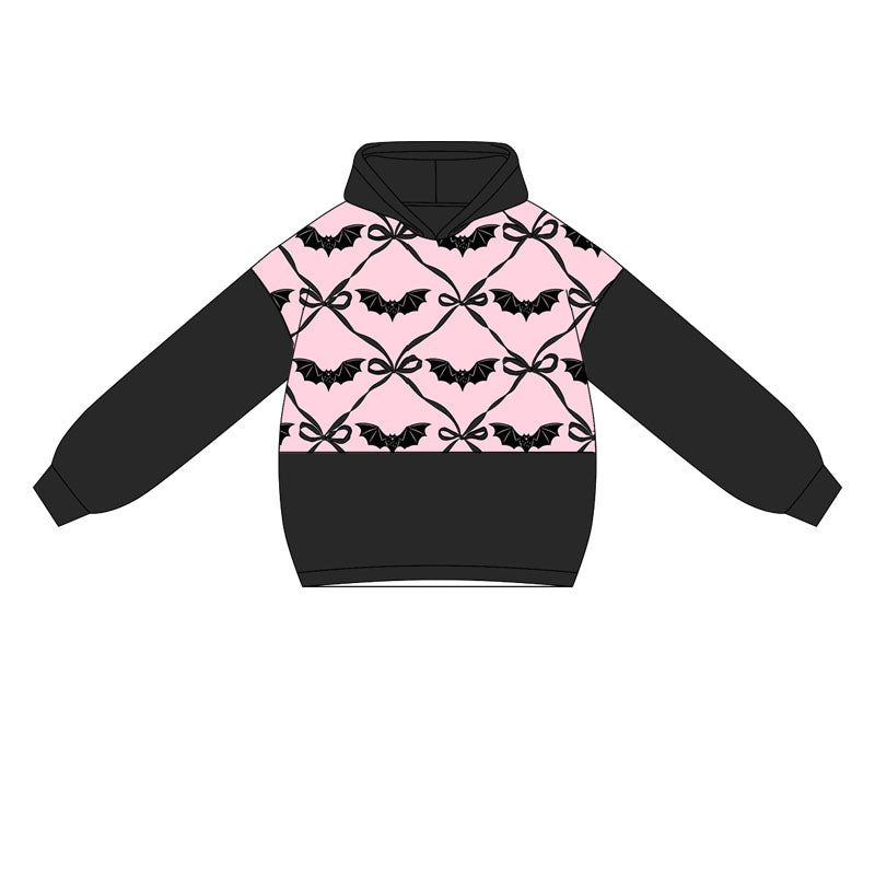 Baby Girl Long Sleeve Halloween Black Bow Bat Hoodie Top Preorder
