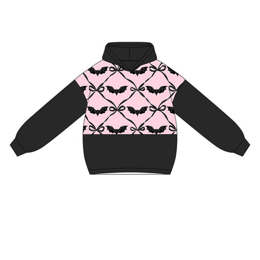 Baby Girl Long Sleeve Halloween Black Bow Bat Hoodie Top Preorder