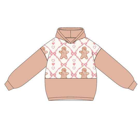Baby Girl Long Sleeve Christmas Gingerbread Hoodie Top Preorder