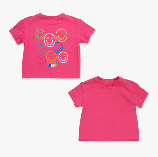 Baby girl short sleeve smile face shirt preorder