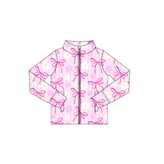 Baby Girls Pink Bow Flowers Yoga Top Pullover Preorder