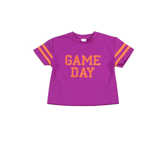 Baby girl short sleeve game day lavender yoga t-shirt preorder