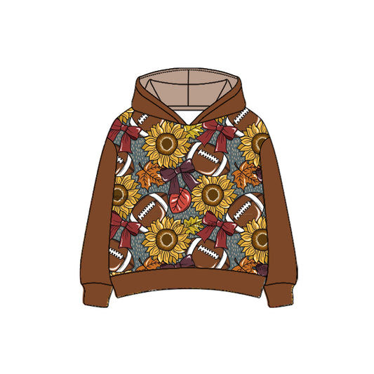 Baby girl long sleeve sunflower football print hoodie top preorder