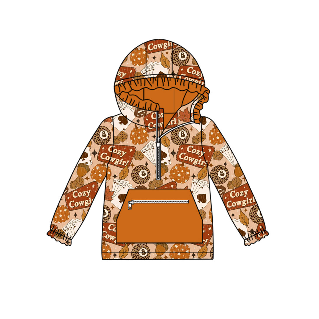Baby girls western cow pumpkin design long sleeve hoodie top preorder