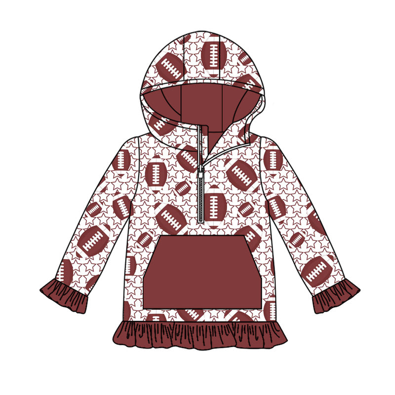 Baby girl football design long sleeve hoodie top preorder