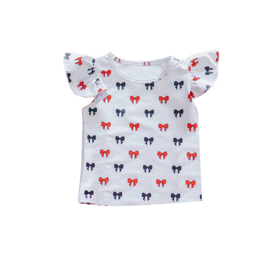 Girl short sleeve red black bow t-shirt top preorder