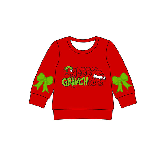 Girls kids long sleeve Merry Green Face Christmas t-shirt preorder