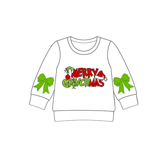 Girls kids long sleeve Merry Green Face Christmas t-shirt preorder