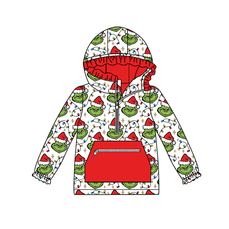 Christmas green face girls long sleeve hoodie top preorder