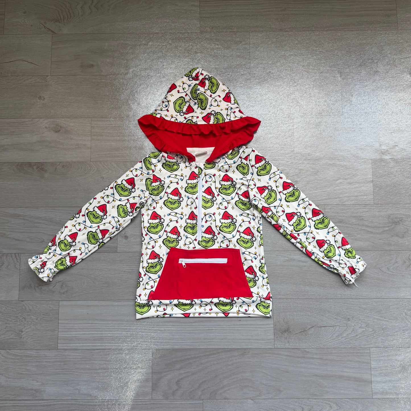 Christmas green face girls long sleeve hoodie top preorder