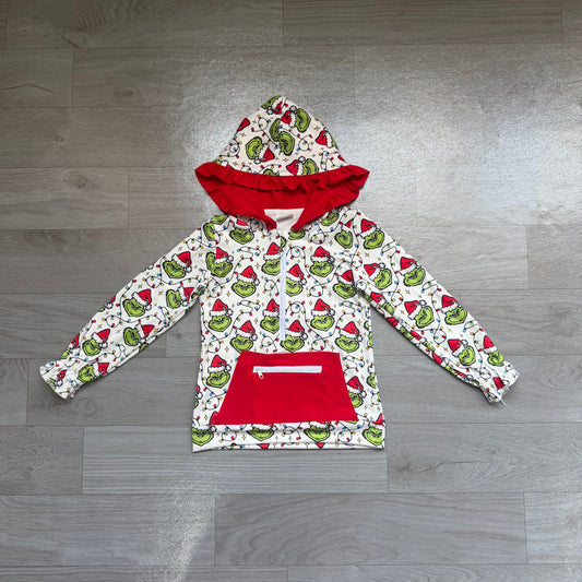 Christmas green face girls long sleeve hoodie top preorder