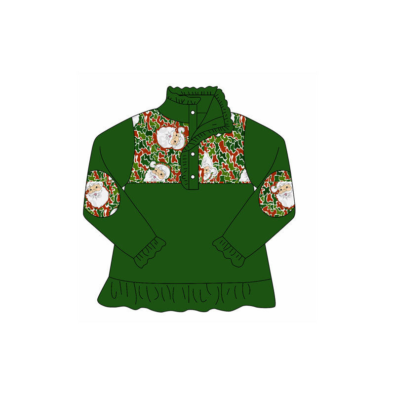 Christmas santa camo print girls long sleeve pullover preorder