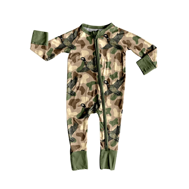 Mallard duck camo design toddle baby zip romper preorder