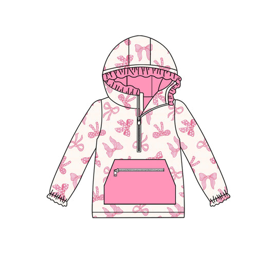 Girls pink bow long sleeve hoodie top preorder